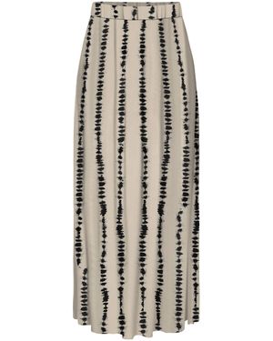 Jacqueline De Yong Sommerrock Gemusterter langer Faltenrock mit elastischem Bund JDYBREEZE LIFE HW MAXI SKIRT WVN - Weiß