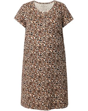 Ulla Popken Bellieva-Jerseykleid Raffung Halbarm Biobaumwolle Schwangerschaft - Braun