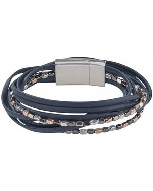 Firetti Wickelarmband mehrreihig, mit Elementen aus Metall - Blau