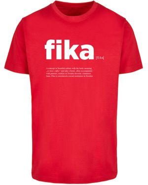 Mister Tee Kurzarmshirt Fika Definition Tee (1-tlg) - Rot