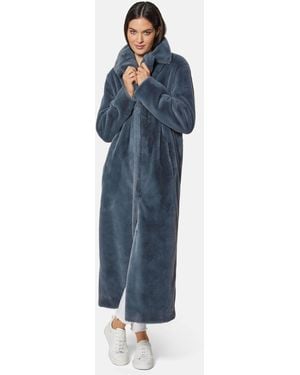 Madeleine Kurzmantel Langer Webpelzmantel - Blau
