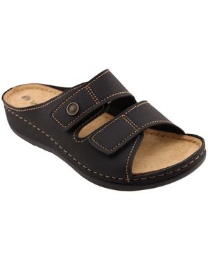 Inblu Klettverschluss Pantolette Hausschuh - Schwarz