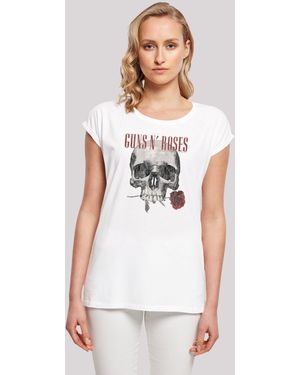 F4NT4STIC Shirt Guns 'n' Roses Flower Skull Rock Musik Band Premium Qualität - Weiß