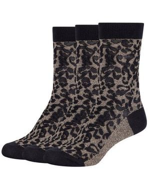 Tamaris Socken (3 Paar) Mit Strukturiertem Leo-Muster, Verstärkte Ferse Und Spitze - Schwarz