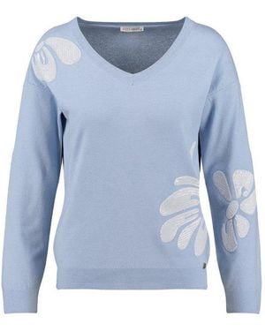 Key Largo Rundhalspullover Wkn Cruise V-Neck (1-Tlg) - Blau