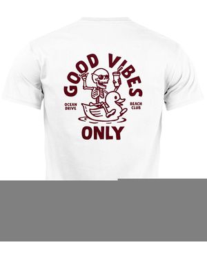 Neverless T-Shirt Backprint Good Vibes Only Quitsche-Ente Motivprint mit Print - Weiß