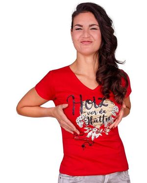 Hangowear Trachtenshirt Trachtenshirt Damen - Rot