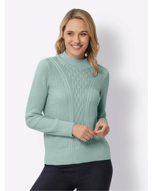 Sieh an! Strickpullover Stehkragenpullover - Grün