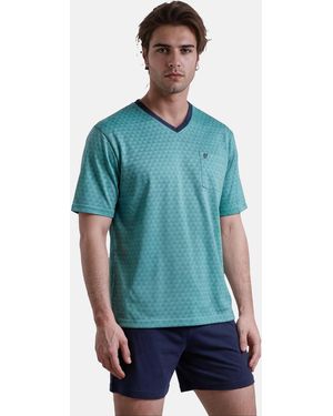 Hajo Pyjama Klima Light (Set, 2 tlg) Schlafanzug - Blau