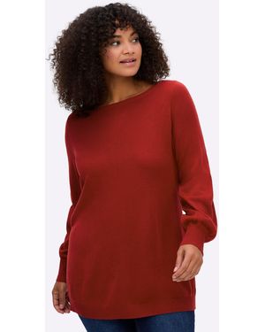 Sheego Strickpullover Pullover Langarm Jersey - Rot
