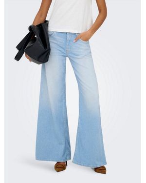 ONLY Weite Jeans Onlcalifornia Mw Wd Flar Dnm Rea004 Noos Normale Leibhöhe, Weite Beinform, Mit Heller Waschung - Blau