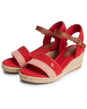 Tommy Hilfiger Th Mid Espad Wedge Crochet Keilsandalette Sommerschuh, Riemchensandale - Rot