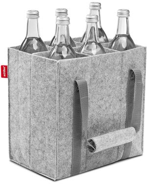 Achile Flaschenkorb Flaschentasche mit 6 ächer, Auch für 1,5 Liter Flaschen - Grau