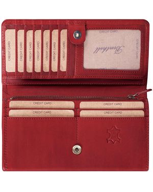 Benthill Geldbörse Echt Leder Portemonnaie mit vielen ä Vintage - Rot