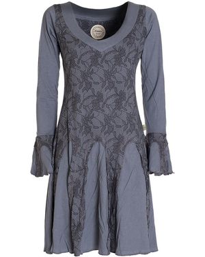Vishes Jerseykleid Langarm Longshirt- Sweatkleid Shirt- Tunika-Kleid Guru, Retro, Hippie Style - Grau