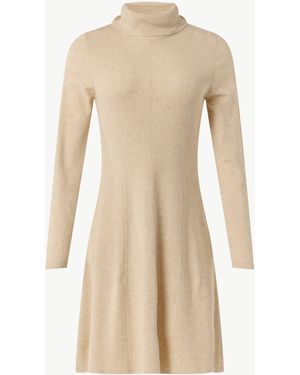 Comma, Minikleid Kurzes Rippstrickkleid mit Turtleneck - Natur