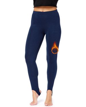 Bellivalini Leggings Damen Warme Thermoleggings Blv50-321 (1-Tlg) Gefüttert, Mit Fußsteg - Blau