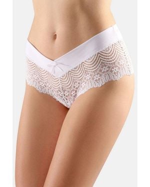 Bellivalini Hüftslip Damen Hipster Hot Pants Mit Spitze Unterwäsche Blv-Gab-155 (1-St) - Weiß