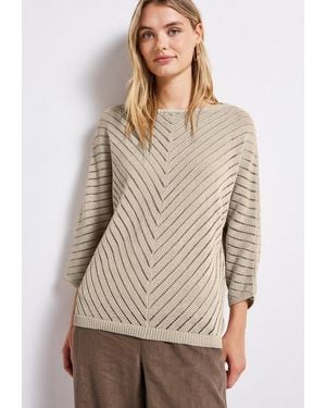 Street One Strickpullover Mit Durchscheinenden Häkel-Details Und Grafischem Muster - Natur