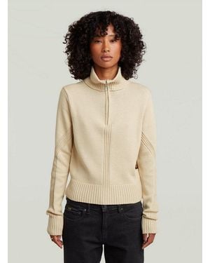 G-Star Longpullover Milano Half Zip Knit - Natur