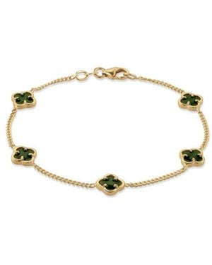 Elli Jewelry Armband Kleeblatt Emaille Grün 925 Sterling Silber Vergoldet (Kein Set, 1-Tlg) - Mehrfarbig