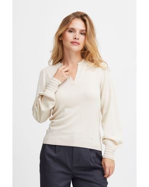 Pulz PZSARA Vneck Glitter Pullover - Weiß