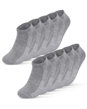 sockenkauf24 Sneakersocken 10 Paar Damen & Herren Premium Sneaker Socken Mit Meshstreifen Baumwolle Ohne Drückende Naht Wp - Grau