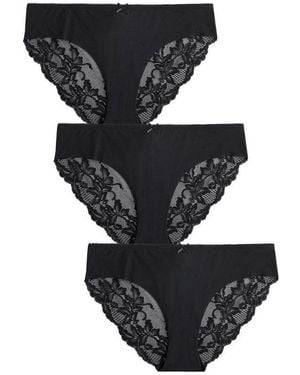 Next Brasilslip 3 Stk. Nahtlose Slips Mit Rückenspitze, Brazilian (3-St) - Schwarz