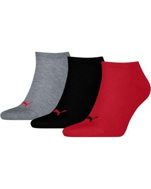 PUMA Sneakersocken UNISEX SNEAKER PLAIN (3 Paar) mit kleinem Logo - Rot