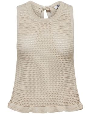 Jacqueline De Yong Shirttop Grobstrick JDYTIKKA S/L STRUCTURE FRILL TOP KNT - Natur