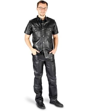 Fetish-Design Lederhose 5-Pocket Schwarz Lederjeans Echtes Leder