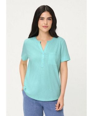 Olsen T-Shirt Mit Rundhalsausschnitt Und Zierleiste - Blau