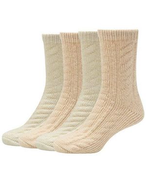 S.oliver Socken Warm & Cozy (4-Paar, 4 Paar) Mit Zopfmuster - Natur
