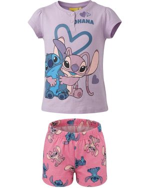Disney Schlafanzug Lilo und Stitch Kinder Mädchen Pyjama Shirt Shorts Gr. 98 bis 128 - Pink