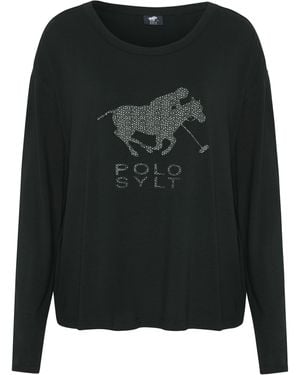 Polo Sylt Langarmshirt mit Logo-Motiv und -Schriftzug - Schwarz