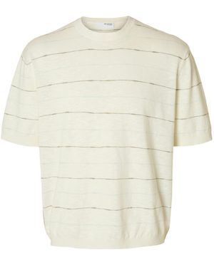 SELECTED Strickpullover SLHBERG SUN SS KNIT RELAXED TEE - Weiß