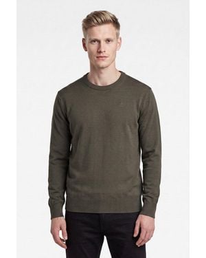 G-Star Strickpullover Core Refined R Knit Mit Gerippten Abschlüssen, Baumwollmix - Grau