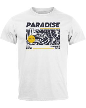 Neverless T-Shirt Paradise Unlimited Sommer Motiv Aufdruck Techwear mit Print - Weiß