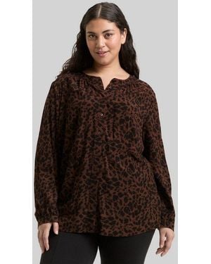Tom Tailor Langarmbluse Blusen & Shirts Plus Size - Braun