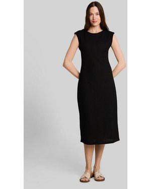 Tom Tailor Sommerkleid Kleider & Jumpsuits Fitted Jacquard Midi-Kleid - Schwarz