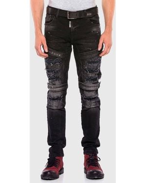 Cipo & Baxx 5-Pocket- Jeans im destroyed Look - Schwarz