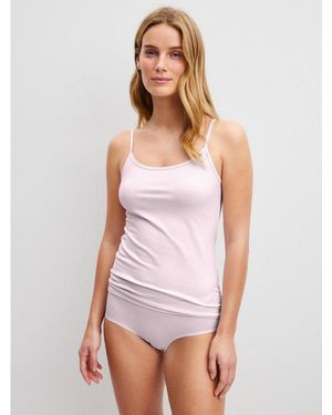 CALIDA Spaghettitop Essential Cotton Tiefer Ausschnitt, Single Jersey Qualität, Schmale Träger, Weich - Weiß