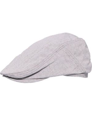Bugatti Flat Cap Flatcap Mit Fischgrät-Design Und -Stickerei - Grau
