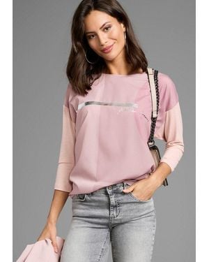 Laura Scott Hemdbluse Im Materialmix Mit Folienprint - Grau