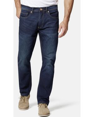 Stooker Men 5-Pocket- Glendale Slim Straight Fit Casual Clean Wash Denim Jeans - Blau