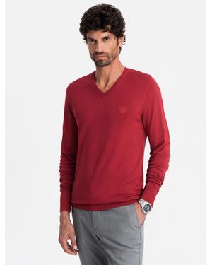 Ombre Pullover Eleganter pullover mit V-Ausschnitt - Rot