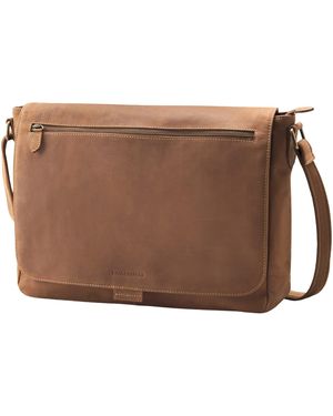 DRAKENSBERG Umhängetasche Messenger Bag »Leon« Havanna-Braun, Leder Schultertasche