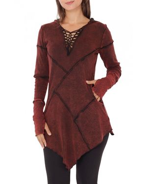 PUREWONDER A-Linien-Kleid Kapuzenkleid Zipfelkleid dr3 aus Jersey mit Zipfelkapuze - Rot