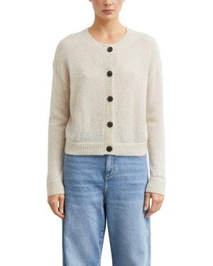 Comma, Strickjacke Mit Knopfleiste Und Wolle - Blau