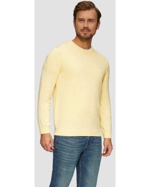 S.oliver Longpullover Strickpullover Baumwollpullover Mit Logo-Stickerei - Natur